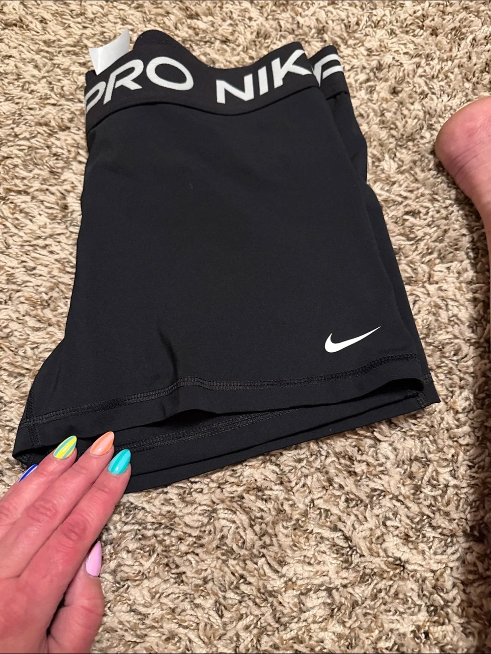 Nike Black Athletic Compression Shorts with White Logo